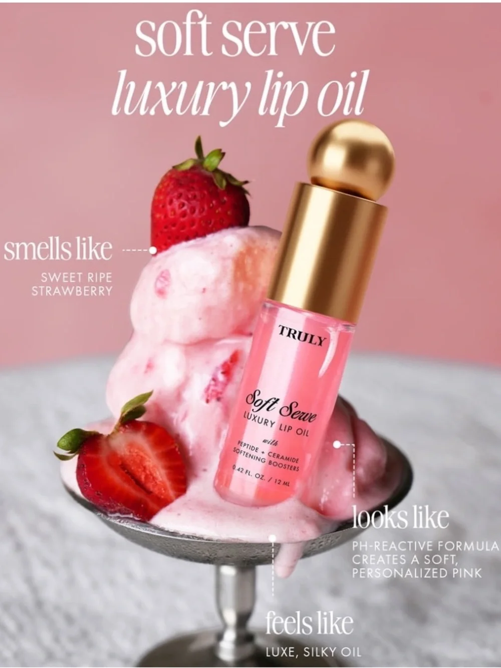 NEW Truly Soft Serve Luxury Lip Oil Peptide + Ceramide 0.42 oz